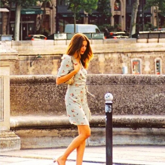 Rouje Gabinette Bouquet Romantique Tilleul Floral Wrap Dress - Picture 4 of 13